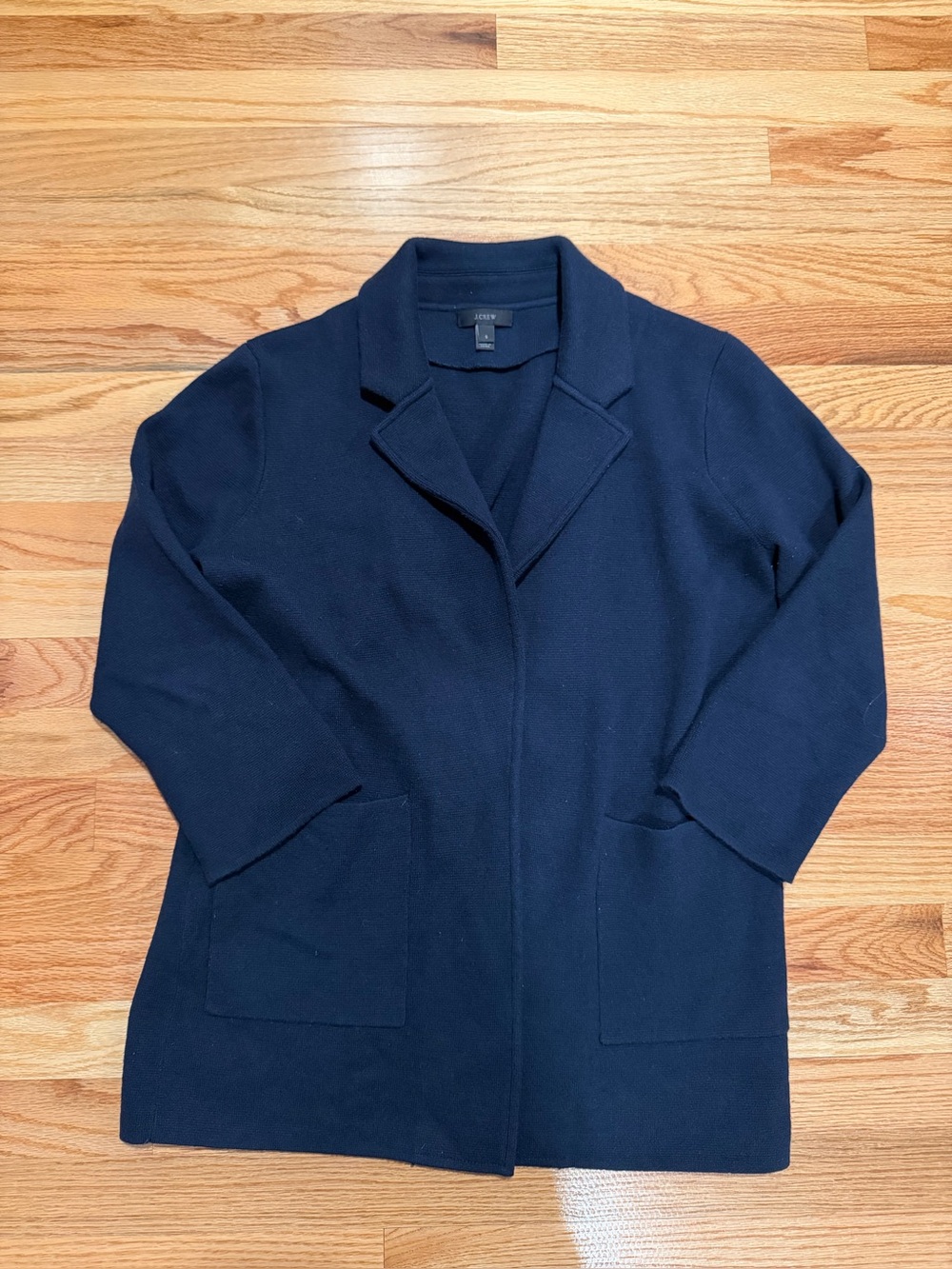 J.Crew Navy Merino Wool Blend Sweater Blazer Jacket Size S